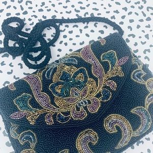Vintage black beaded evening bag by Lilian Vernon